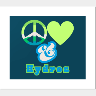 Peace, Love & Hydros - Retro Pop Electric Green Colorway Pacific Northwest Style Posters and Art